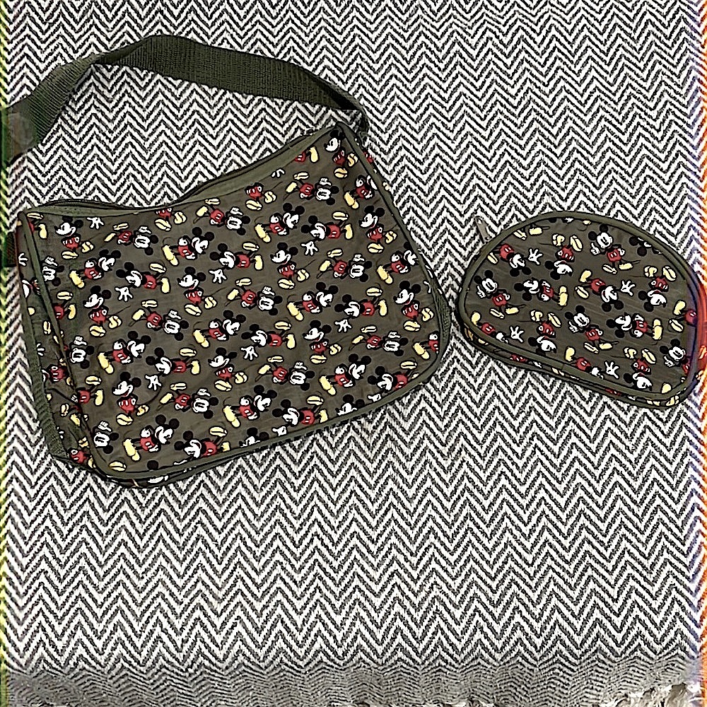 Green All Over Mickey Purse and Coin Purse